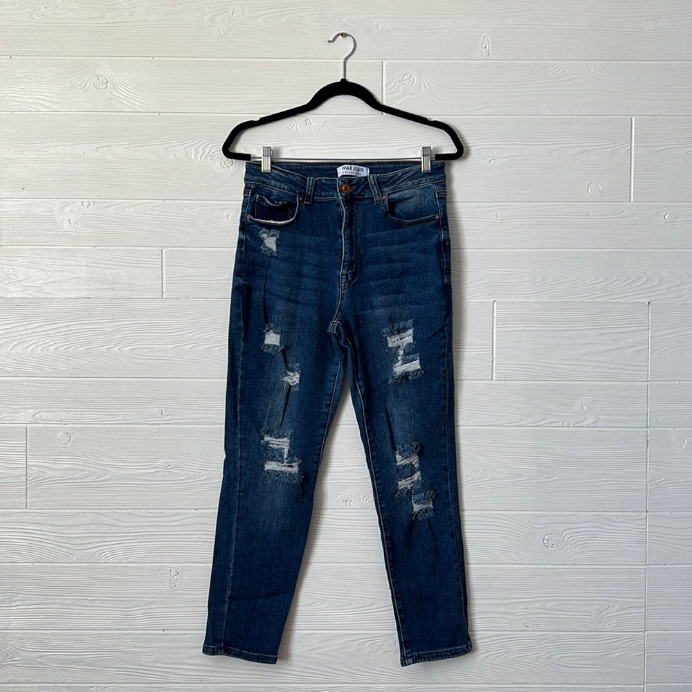 Wax jeans distressed skinny jeans size 7/28 waist lots of stretch